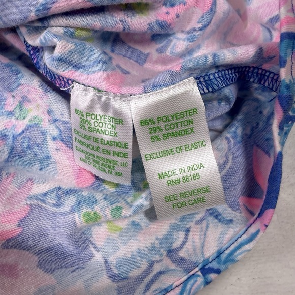 Lilly Pulitzer Strapless Tube Top Womens Size Large Blue Pink Multi Color Ruffle - Picture 4 of 7